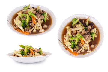 Stir fried vegetable isolated on white background thai