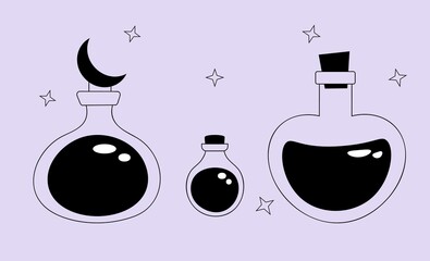Set of vector magic bottle
