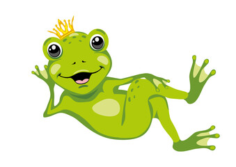 Smiling happy frog with a crown on his head