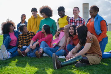 Group of young people having a lifestyle together in the park