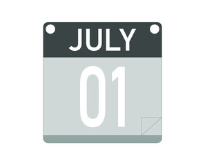 July day 1. Calendar icon for the month of july. Calendar vector.