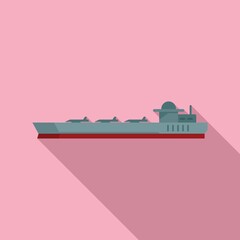 Weapon carrier ship icon flat vector. Navy battleship