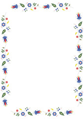 Decorative floral frame. Ethnic embroidery border. Size A4. - obrazy, fototapety, plakaty