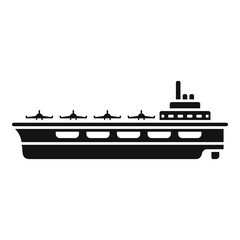 Obraz premium Sea aircraft carrier icon simple vector. Navy ship