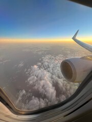 view from airplane window - obrazy, fototapety, plakaty