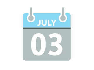 July 3. Vector flat daily calendar icon. Date, day, month and holiday for july.