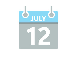 July 12. Vector flat daily calendar icon. Date, day, month and holiday for july.