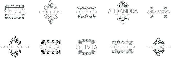 Vintage Logos Design Templates Set. Vector logotypes elements collection, Icons Symbols, Retro Labels, Badges, Silhouettes. Big Collection