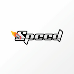 Unique writing or word SPEED sport italic font with turbo machine image graphic icon logo design abstract concept vector stock. Can be used as a symbol related to watermark or automotive