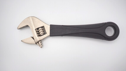 Wrench top angle view isolated on white back ground.tool or equipment for repair ,maintenance for worker construction or at home .