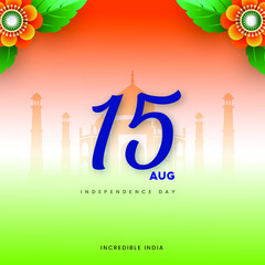 Fototapeta na wymiar Indian Independence Day 15 August National Poster Social Media Poster Banner Free Vector 