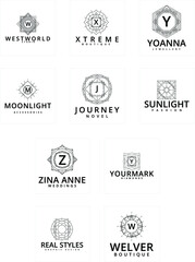 Fototapeta premium Vintage Logos Design Templates Set. Vector logotypes elements collection, Icons Symbols, Retro Labels, Badges, Silhouettes. Big Collection