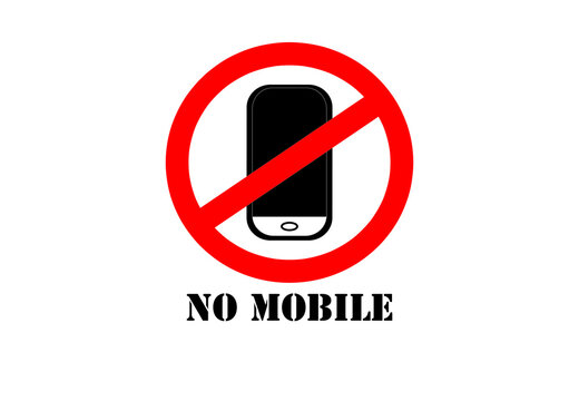 No mobile phones allowed warning sign vector