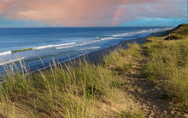 Cape Cod National Seashore Sunset in the Dunes with Rainbow
