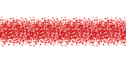 Red confetti seamless vector border. Best for polygraphy, print and web design.