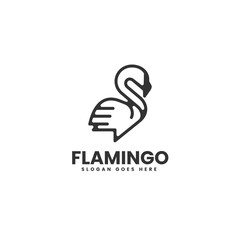 Vector Logo Illustration Flamingo Line Art Style