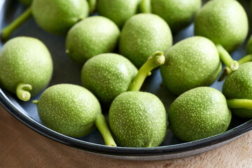 Green unripe walnuts - ingredient for tincture or nut liqueur