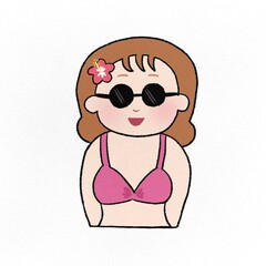 Naklejka premium 水着 ビキニ 海 夏 イラスト