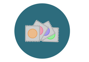 Abanico de estuches de preservativos de colores