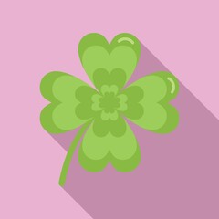 Silhouette clover icon flat vector. Irish luck