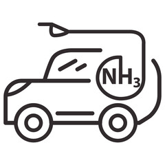 Ammoniac gas fuel car.Transport uses NH3. Automobiles with ammoniac motor.Clean transportation concept.Outline vector illustration. Isolated on white background.Off-road vehicle