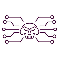 Cyber attack skull. Ransomware threat sign.Computer virus.Hacker attack Malware spread