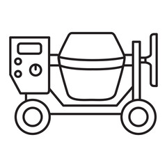 Construction machinery.Concrete mixer icon.Concrete cement production.Pictogram for web page.Isolated on white background.Outline vector illustration.