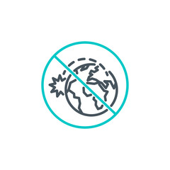 nuclear explosion on planet earth after missile rocket attack single outline icon isolated on white. outline symbol rocket attacks. design element war with editable thin line stroke. strike pictogram