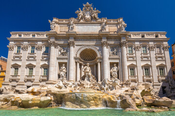 Fototapeta na wymiar The Trevi Fountain in Rome, one of the most famous fountains in the world, Italy, Europe.