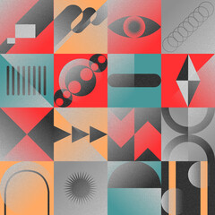 abstract geometric retro futuristic grainy film texture background