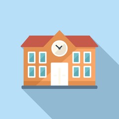 School building icon flat vector. Degree education