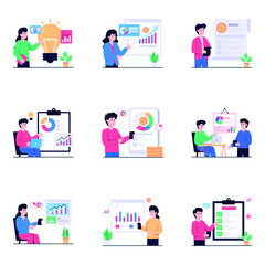 Pack of Data Analytics Flat Illustrations

