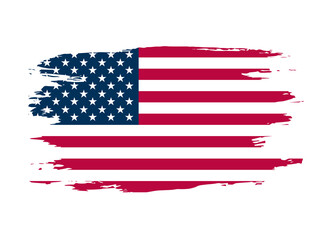 Flag of the United States of America draw with a brush.