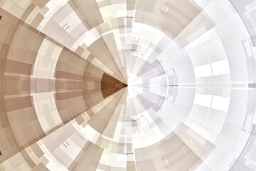 White and brown abstract technology circle tunnel background.