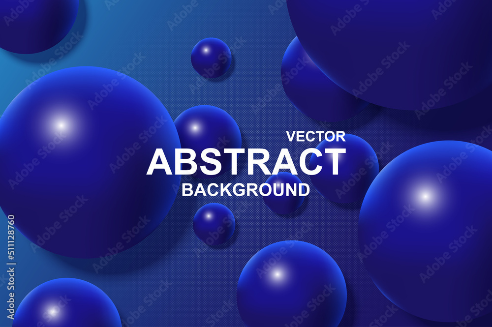 Leinwandbilder abstract 3d realistic background with dynamic spheres. falling blue balls with glossy shining surfac