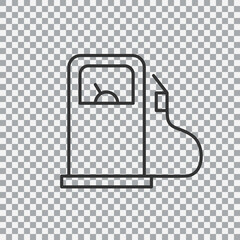 Gas station outline icon isolated on transparent background. Vector illustration.