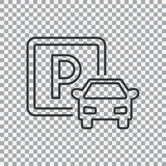 Parking sign icon isolated on transparent background. Vector illustration.