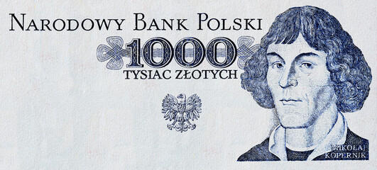 Obverse of 1000 Polish zloty with empty area