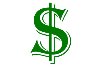 Obraz premium green dollar sign on white background