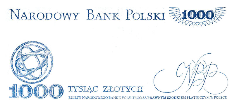 Reverse of 1000 Polish zloty with empty space