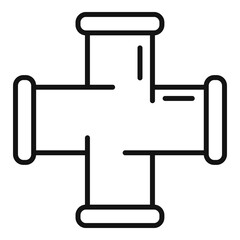 Cross pipe icon outline vector. Water pipeline