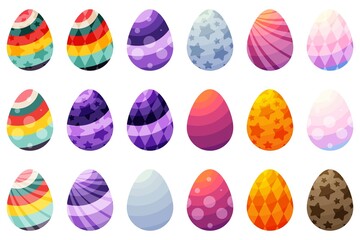 Easter eggs fantasy set. Vector illustration.