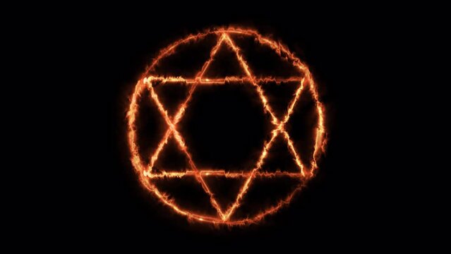 Fire hexagram with circle on alpha channel background