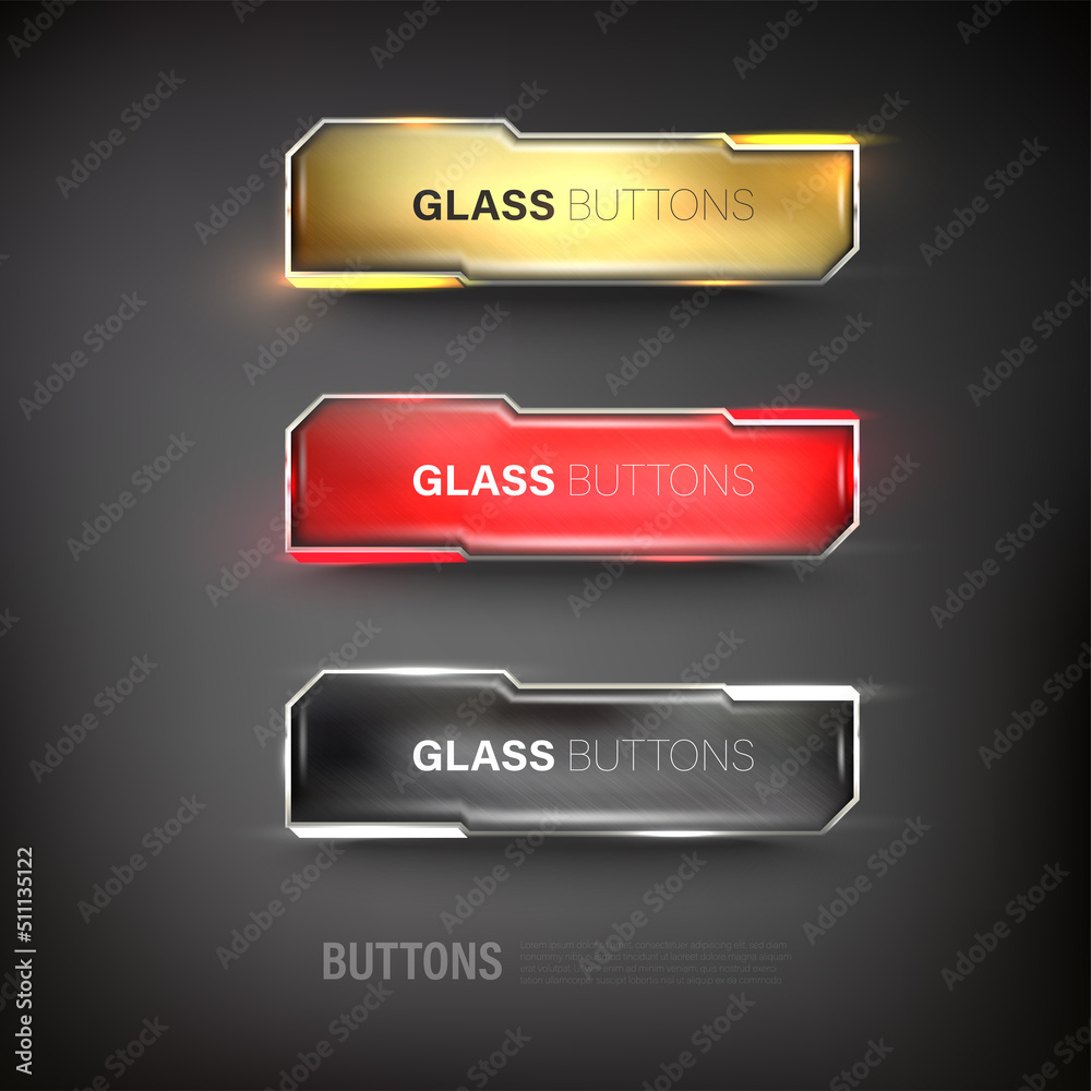 Canvas Prints buttons set web steel on background color black 25