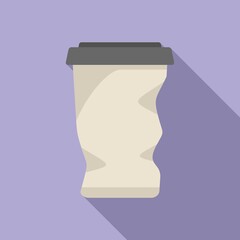 Paper cup recycle icon flat vector. Trash garbage