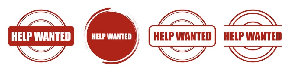 Help wanted stamp. Vector isolated on white.