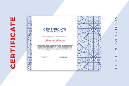Modern business diploma mockup for graduation or course completion. Modern design of certificate of appreciation template with geometric pattern. Vector background EPS 10 - Powered by Adobe