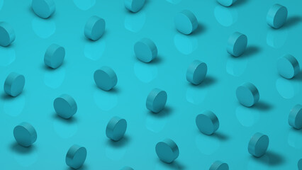 3d illustration blue background image with blue cylinders wallpaper