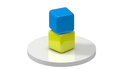 Obraz premium Two cubes of blue and yellow as the flag of ukraine