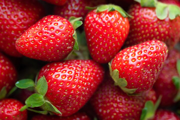 Fresh red strawberry close up. Ripe fruit